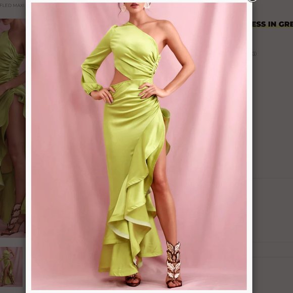 KARNIT CUT OUT RUFFLED MAXI DRESS IN GREEN - Picture 1 of 8